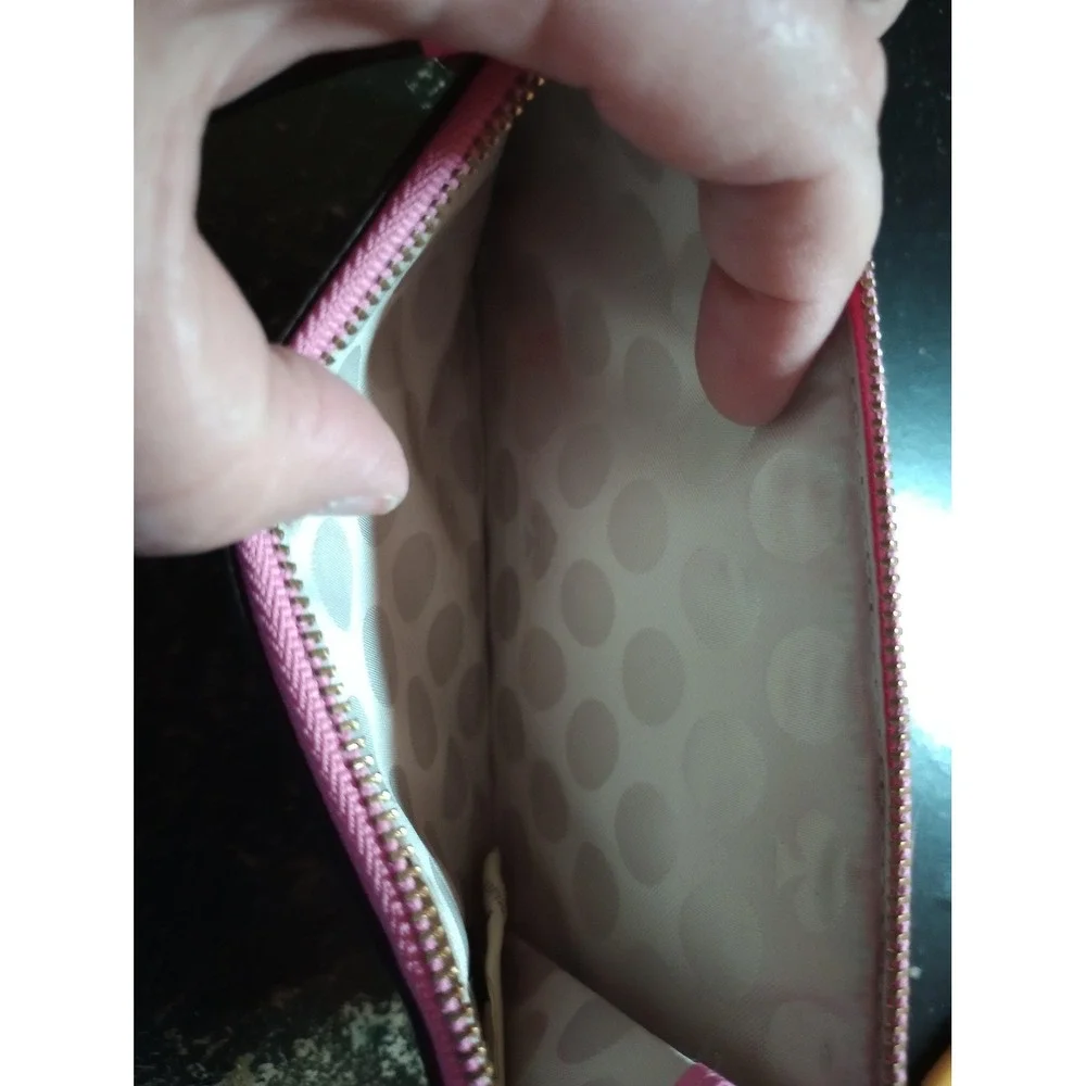 Kate Spade Wristlet Wallet‎ Womens Pink Saffiano Leather Zip ID Card Case Purse